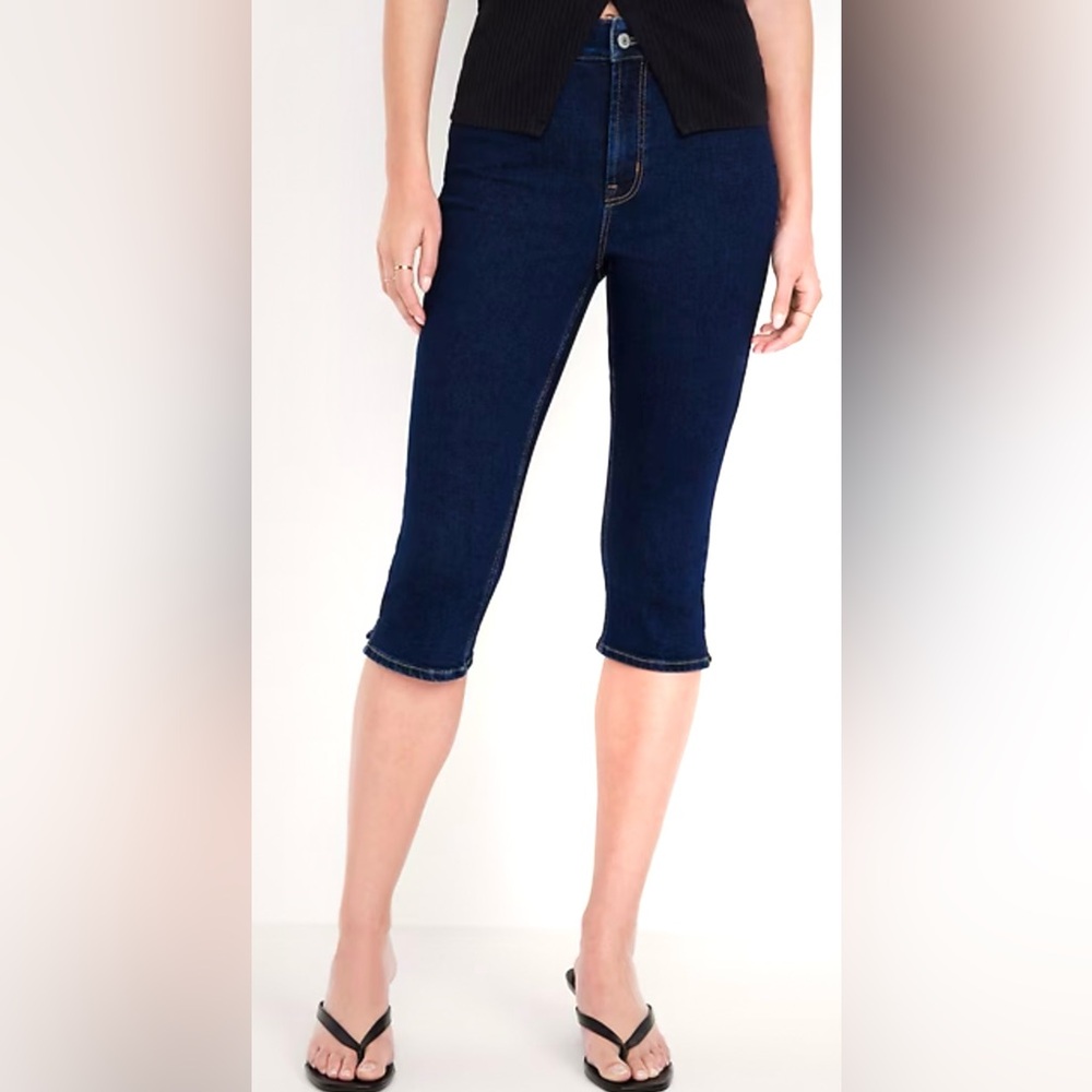 Old Navy Women's Dark Blue Relaxed Capri Jeans